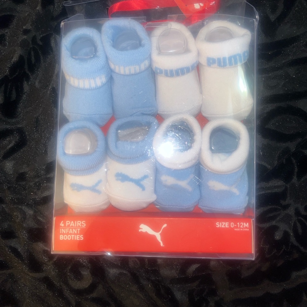 Puma Baby Booties - Light Blue and White